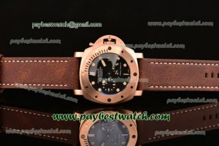 Panerai Luminor Submersible 1950 3 Days Power Reserve PAM00507 Black Dial Brown Leather Strap Rose Gold Watch