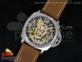 Luminer 47mm SS Skeleton Gold Skull Dial on Brown ASSO Strap A6497