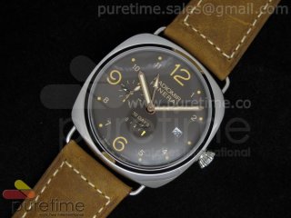 PAM497 Radiomir 10 days GMT SS Brown Dial on Hand-Stitched Brown Leather Strap A23J
